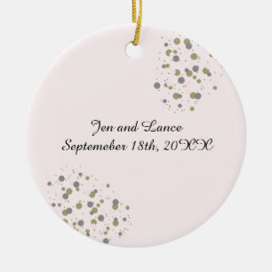 Gold Blush Dots Wedding Keepsake Ceramic Ornament