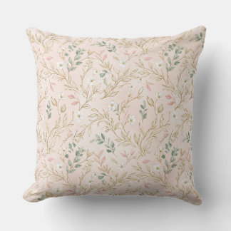 Gold Blush Floral Wedding Pillow