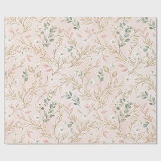 Gold Blush Floral Wedding Wrap Wrapping Paper