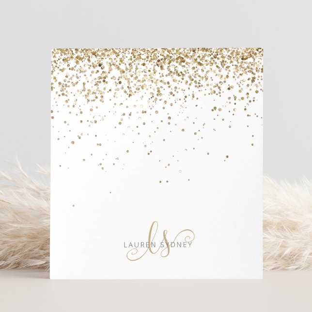 Gold Blush Glitter Glam Monogram Name Notepad (Creator Uploaded)