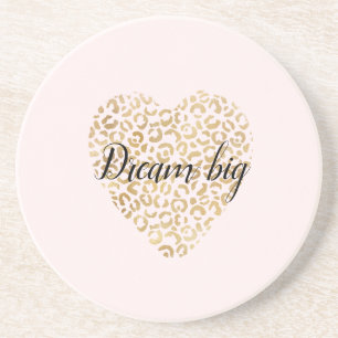 Gold Blush Leopard Print Heart         Coaster