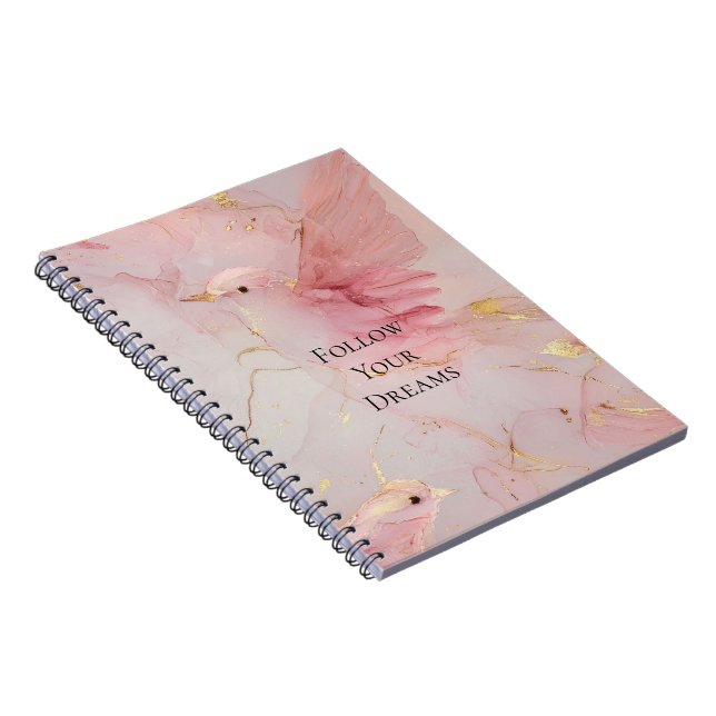 Gold Blush Pink Birds Baby Shower Notebook (Right Side)