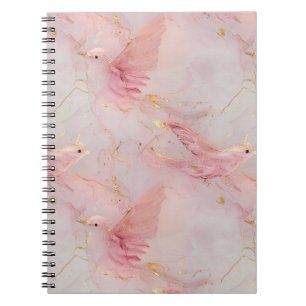 Gold Blush Pink Birds   Notebook