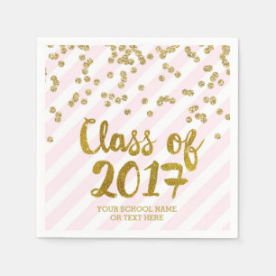 Gold Blush Pink Confetti Class of 2017 Graduation Napkin