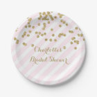 Gold Blush Pink Confetti Stripes Bridal Shower
