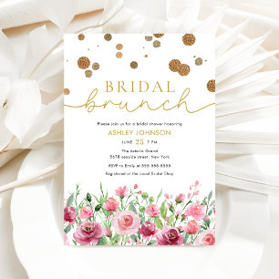 Gold Blush Pink Floral Bridal Brunch Bridal Shower Invitation