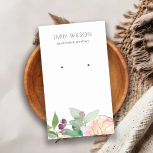 Gold Blush Pink Floral Bunch Earring Display Business Card