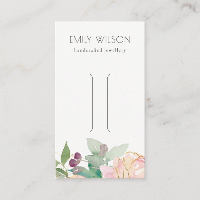 Gold Blush Pink Floral Bunch Hair Clip Display Business Card (Front)