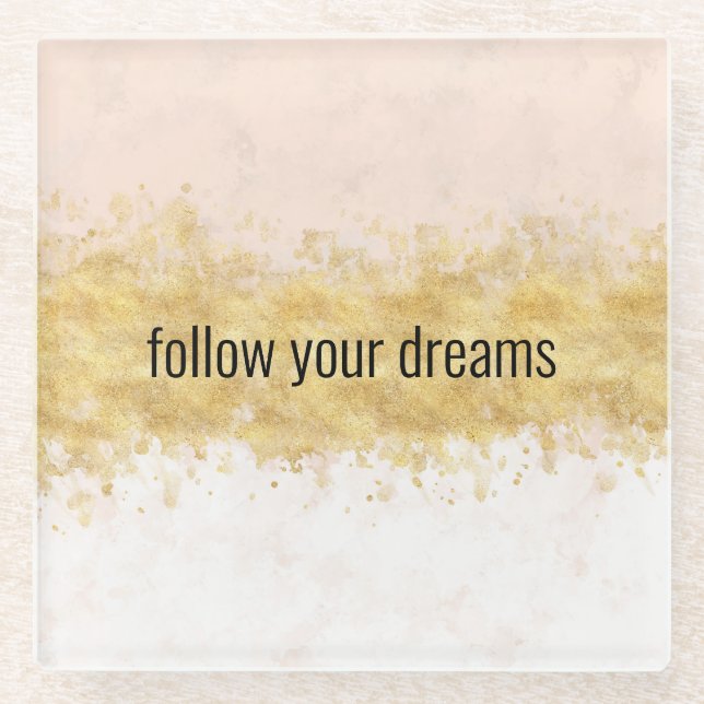 Gold Blush Pink Glam      Glass Coaster (Front)