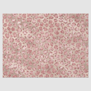 Gold Blush Pink Glitzy Glitter Leopard Print   Tissue Paper