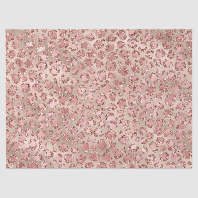 Gold Blush Pink Glitzy Glitter Leopard Print   Tissue Paper (Front)
