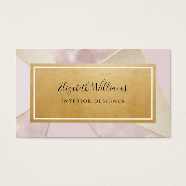 Gold Blush Pink Interior Designer Business Cards (Front)