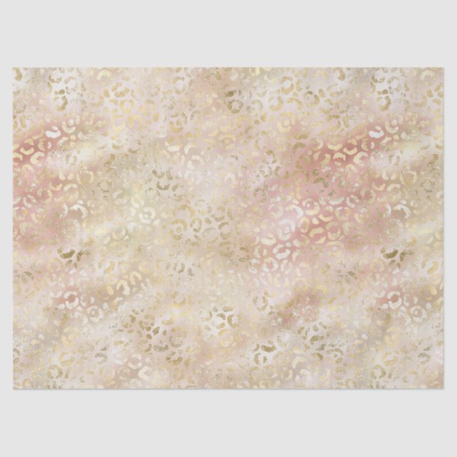 Gold Blush Pink Leopard Tissue Paper (Front)