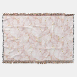 Gold Blush Pink Rose Petals Floral Throw Blanket