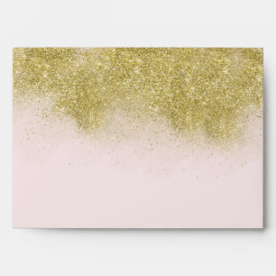 Gold Blush Pink Sparkle Faux Glitter Personalised Envelopes