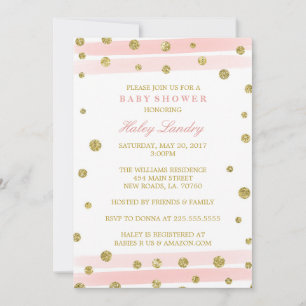 Gold + Blush Pink Watercolor Baby Shower Invites