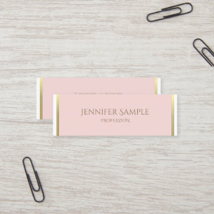 Gold Blush Pink White Luxe Plain Professional Mini Business Card
