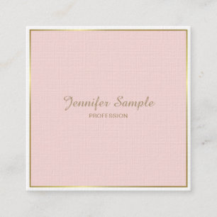 Gold Blush Pink White Modern Elegant Luxury Trendy Square Business Card