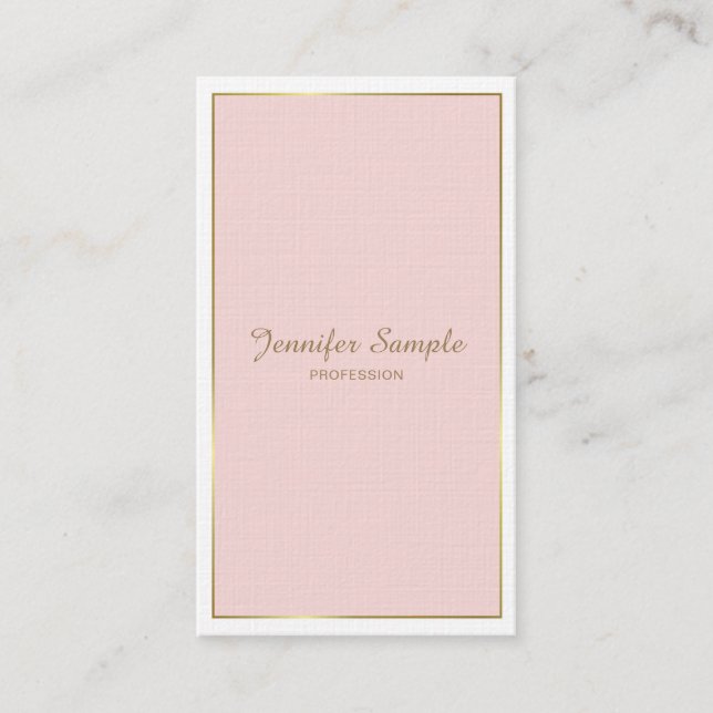 Gold Blush Pink White Modern Elegant Trendy Luxury Business Card (Front)