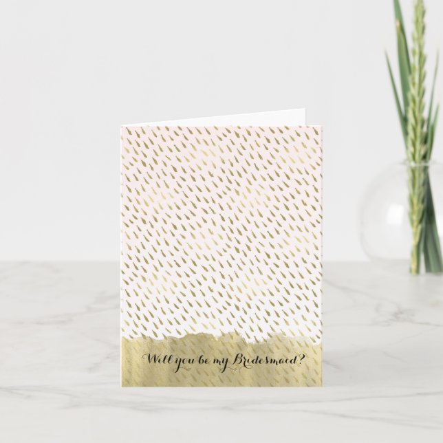Gold Blush Pink White Ombre Be My Bridesmaid Invitation (Front)