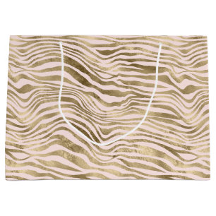 Gold Blush Pink Zebra Print      Large Gift Bag