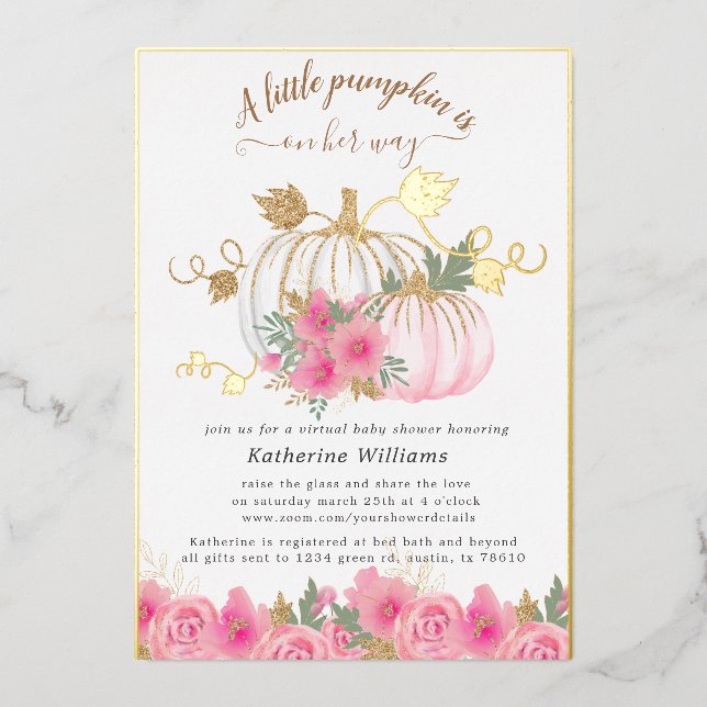 gold blush pumpkin virtual baby shower (Front)