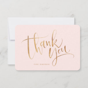 Gold Blush Simple modern Calligraphy thank you Card