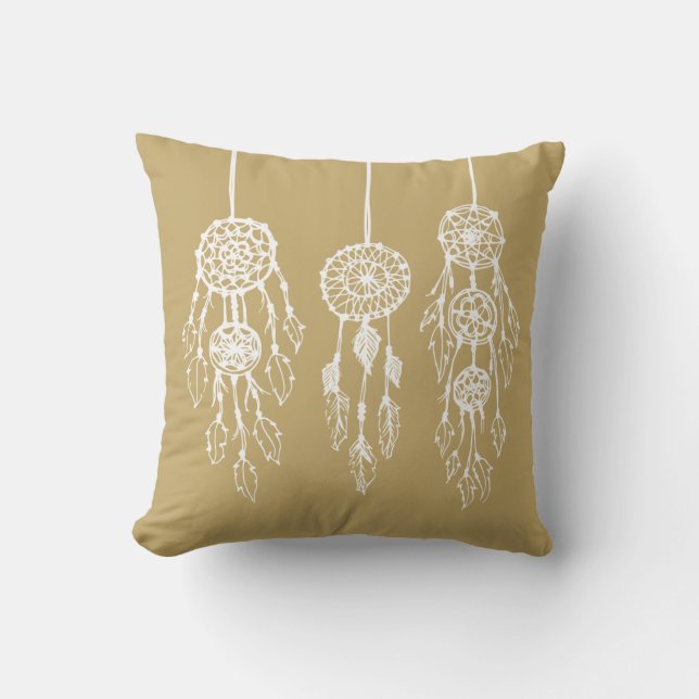 Gold Bohemian Dreamcatchers Cushion (Front)