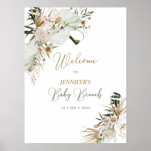 Gold Boho/Bohemian Baby Brunch Welcome  Poster