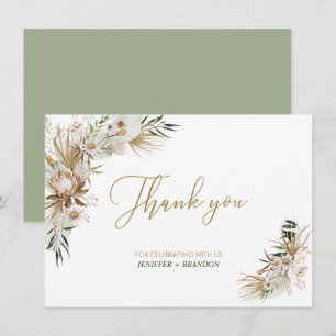 Gold Boho/Bohemian Wedding Favour Thank you card