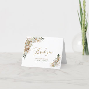 Gold Boho/Bohemian Wedding Favour Thank you card