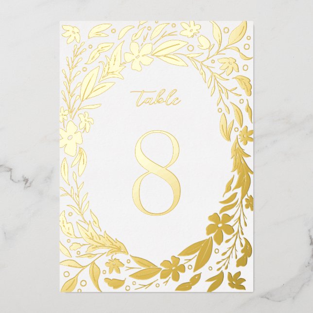 Gold Boho floral border Garden Table Numbers (Front)