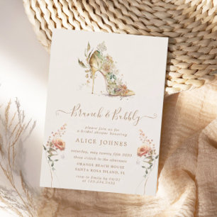 gold boho stiletto shoe bridal brunch invitation