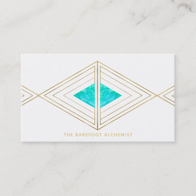 *~*  Gold Boho - Triangles Sacred Geometry Alchemy Business Card (Front)