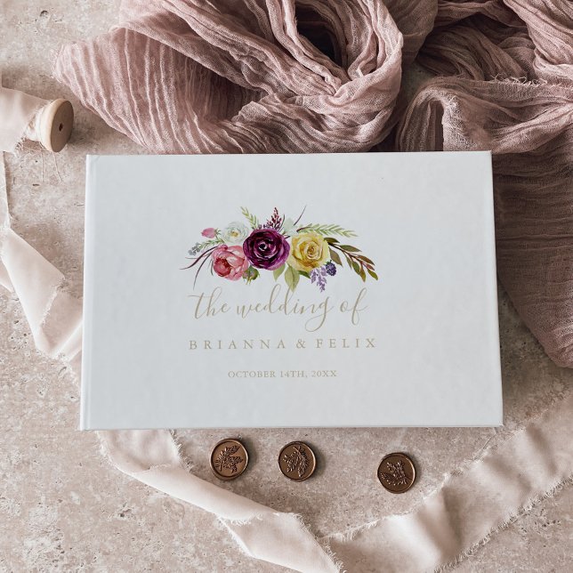 Gold Boho Tropical Floral Wedding  Guest Book (Creator Uploaded)