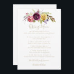 Gold Boho Tropical Wedding Kissing Menu Game Card<br><div class="desc">This gold boho tropical wedding kissing menu game card is perfect for a modern wedding reception. The design features hand-painted brown wild feathers,  boho yellow,  white,  purple,  pink,  blush,  burgundy flowers and blue berries neatly arranged into beautiful bouquets.</div>