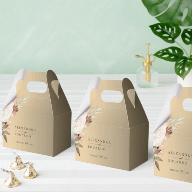 Gold Boho Wildflowers Elegant Wedding  Favour Box (Creator Uploaded)