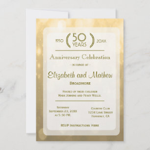 Gold Bokeh   50th Anniversary Invitation