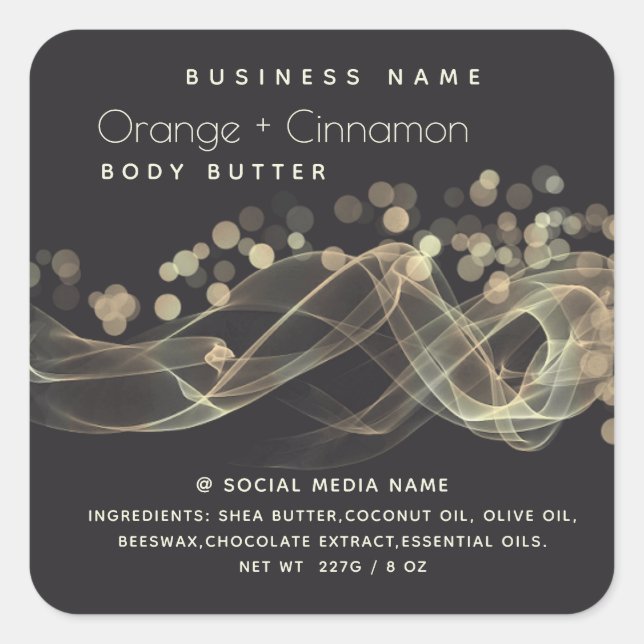 Gold bokeh abstract modern typography  product square sticker (Front)