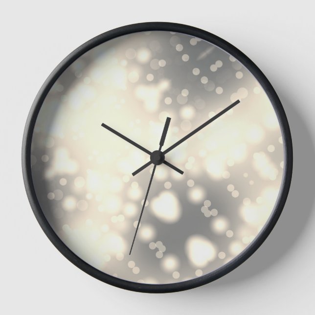 Gold Bokeh Bubble Lights Glamour Clock (Front)