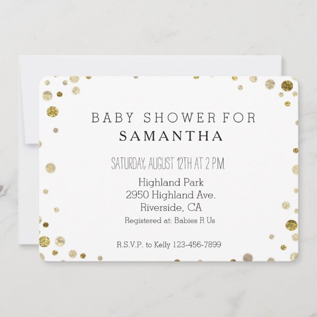 Gold Bokeh Confetti Dots baby shower Invitation (Front)
