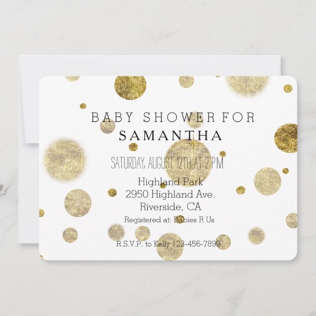 Gold Bokeh Confetti Dots baby shower Invitation (Front)