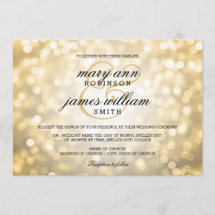 Gold Bokeh Lights Elegant Wedding Invitation