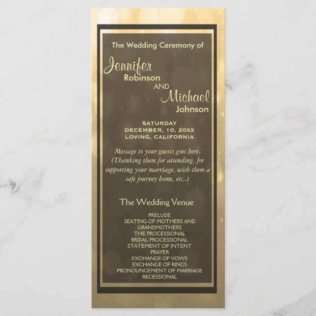 Gold Bokeh Lights Guest Program (Front)