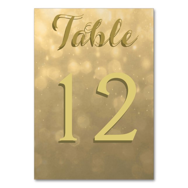 Gold Bokeh Lights Table Number (Back)