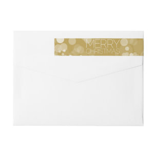Gold Bokeh Modern Merry Christmas Wrap Around Label