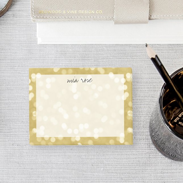 Gold Bokeh Pattern Personalised Post-it Notes (Creator Uploaded)