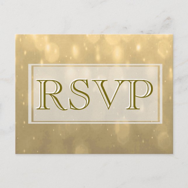 Gold Bokeh | RSVP Invitation Postcard (Front)