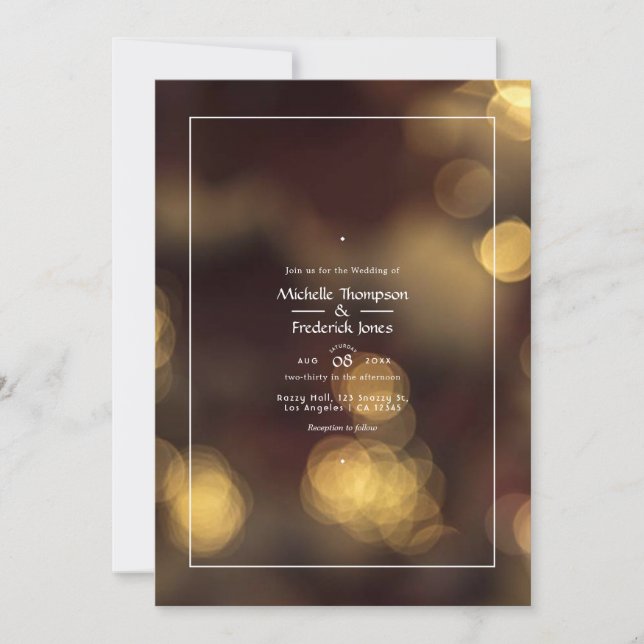 Gold Bokeh Wedding Invitation (Front)