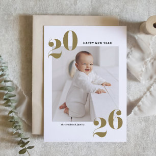 Gold Bold Typography 2025 New Year Photo Holiday Card
